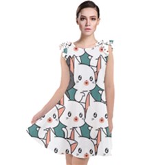 Seamless-cute-cat-pattern-vector Tie Up Tunic Dress by Sobalvarro