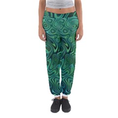 Emerald Green Blue Marbled Color Women s Jogger Sweatpants by SpinnyChairDesigns