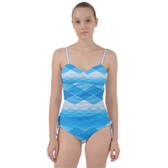 Light Blue And White Color Diamonds Sweetheart Tankini Set by SpinnyChairDesigns
