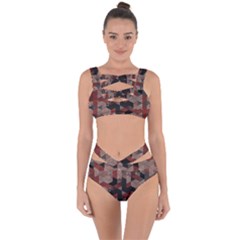 Auburn Grey And Tan Truchet Tiles Bandaged Up Bikini Set  by SpinnyChairDesigns