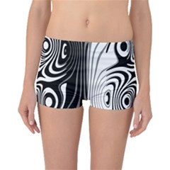 Black And White Abstract Stripes Boyleg Bikini Bottoms by SpinnyChairDesigns