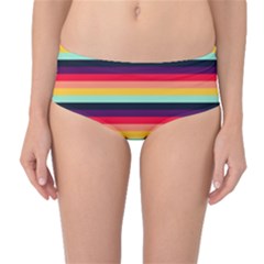 Contrast Rainbow Stripes Mid-waist Bikini Bottoms by tmsartbazaar