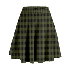 Army Green Black Buffalo Plaid High Waist Skirt by SpinnyChairDesigns