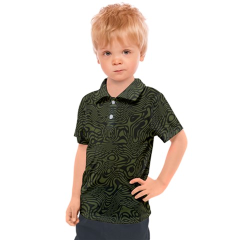 Army Green And Black Stripe Camo Kids  Polo Tee by SpinnyChairDesigns