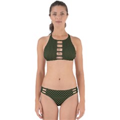 Army Green And Black Plaid Perfectly Cut Out Bikini Set by SpinnyChairDesigns
