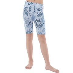 Nature Blue Pattern Kids  Mid Length Swim Shorts by Abe731
