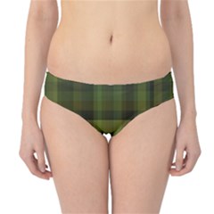 Army Green Color Plaid Hipster Bikini Bottoms by SpinnyChairDesigns