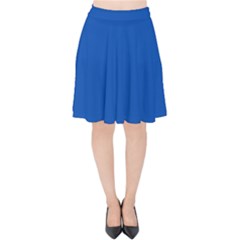 True Cobalt Blue Color Velvet High Waist Skirt by SpinnyChairDesigns