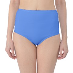 True Cornflower Blue Color Classic High-waist Bikini Bottoms by SpinnyChairDesigns