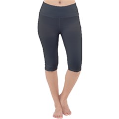 Dark Slate Grey Color Lightweight Velour Cropped Yoga Leggings by SpinnyChairDesigns