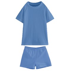 Faded Blue Color Kids  Swim Tee And Shorts Set by SpinnyChairDesigns