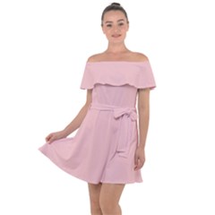 Baby Pink Color Off Shoulder Velour Dress by SpinnyChairDesigns