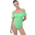 Mint Green Color Frill Detail One Piece Swimsuit View1
