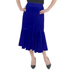 True Navy Blue Color Midi Mermaid Skirt by SpinnyChairDesigns