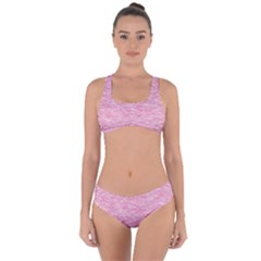Blush Pink Textured Criss Cross Bikini Set by SpinnyChairDesigns