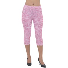 Blush Pink Textured Lightweight Velour Capri Leggings  by SpinnyChairDesigns
