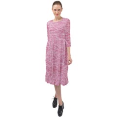 Blush Pink Textured Ruffle End Midi Chiffon Dress by SpinnyChairDesigns