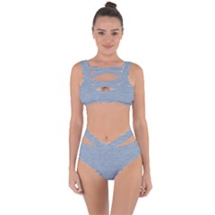 Faded Denim Blue Texture Bandaged Up Bikini Set  by SpinnyChairDesigns