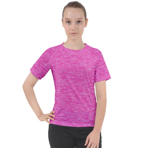 Neon Pink Color Texture Women s Sport Raglan Tee by SpinnyChairDesigns
