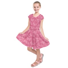 Blush Pink Butterflies Batik Kids  Short Sleeve Dress by SpinnyChairDesigns