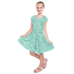 Biscay Green Monarch Butterflies Kids  Short Sleeve Dress by SpinnyChairDesigns