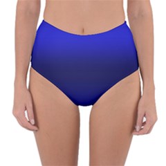 Cobalt Blue Gradient Ombre Color Reversible High-waist Bikini Bottoms by SpinnyChairDesigns