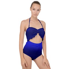 Cobalt Blue Gradient Ombre Color Scallop Top Cut Out Swimsuit by SpinnyChairDesigns