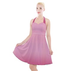 Blush Pink Color Gradient Ombre Halter Party Swing Dress  by SpinnyChairDesigns
