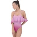 Blush Pink Color Gradient Ombre Drape Piece Swimsuit View1