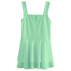 Mint Green White Stripes Kids  Layered Skirt Swimsuit by SpinnyChairDesigns