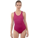 Rose Pink Color Polka Dots Cut-Out Back One Piece Swimsuit View1