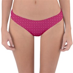 Rose Pink Color Polka Dots Reversible Hipster Bikini Bottoms by SpinnyChairDesigns
