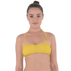 Saffron Yellow Color Polka Dots Halter Bandeau Bikini Top by SpinnyChairDesigns