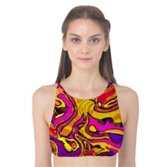 Colorful Boho Swirls Pattern Tank Bikini Top by SpinnyChairDesigns