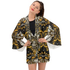 Boho Black Gold Color Long Sleeve Kimono by SpinnyChairDesigns