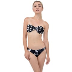 Black And White Jigsaw Puzzle Pattern Classic Bandeau Bikini Set by SpinnyChairDesigns