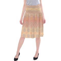 Boho Soft Peach Pattern Midi Beach Skirt by SpinnyChairDesigns