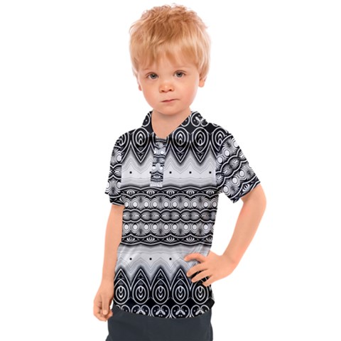 Boho Black And White  Kids  Polo Tee by SpinnyChairDesigns
