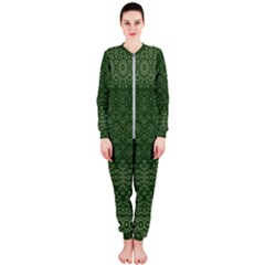 Boho Fern Green Pattern Onepiece Jumpsuit (ladies)  by SpinnyChairDesigns