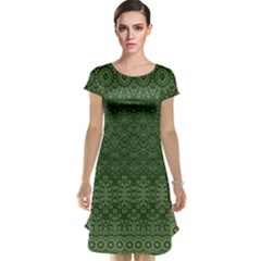 Boho Fern Green Pattern Cap Sleeve Nightdress by SpinnyChairDesigns