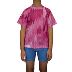 Blush Pink Geometric Pattern Kids  Short Sleeve Swimwear by SpinnyChairDesigns