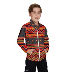 Boho Orange Tribal Pattern Kids  Windbreaker by SpinnyChairDesigns