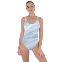 Light Blue Feathered Texture Bring Sexy Back Swimsuit by SpinnyChairDesigns
