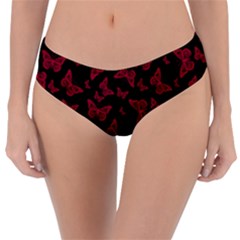 Red And Black Butterflies Reversible Classic Bikini Bottoms by SpinnyChairDesigns