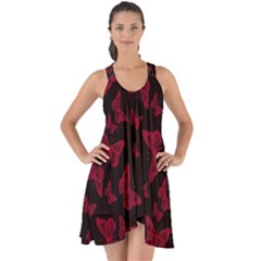 Red And Black Butterflies Show Some Back Chiffon Dress by SpinnyChairDesigns