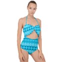 Boho Aqua Blue Scallop Top Cut Out Swimsuit View1