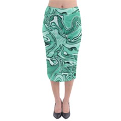 Biscay Green Swirls Midi Pencil Skirt by SpinnyChairDesigns