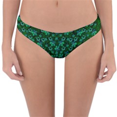 Leaf Forest And Blue Flowers In Peace Reversible Hipster Bikini Bottoms by pepitasart