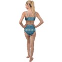 Boho Blue Teal Striped Tied Up Two Piece Swimsuit View2