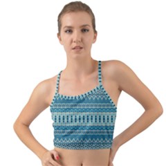 Boho Blue Teal Striped Mini Tank Bikini Top by SpinnyChairDesigns